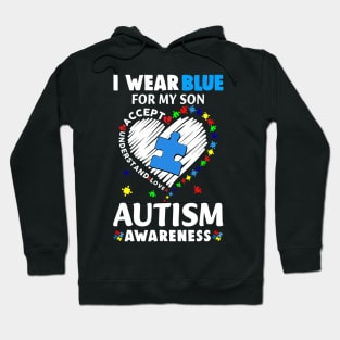 Heart I Wear Blue For My Son Autism Awareness Month Hoodie